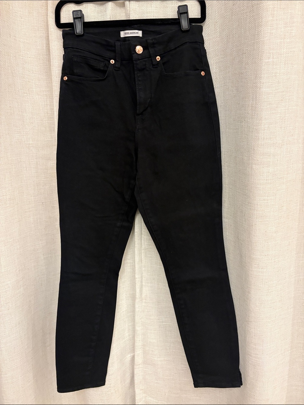 Good American High-Rise Black Tapered Skinny Jeans